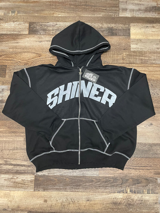 BLACK/WHITE SHINER ZIP