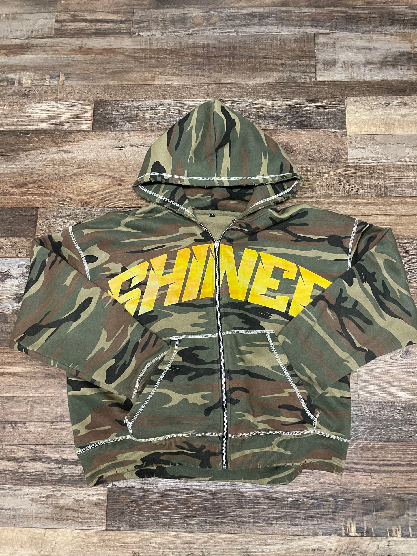 CAMO/YELLOW SHINER ZIP UP