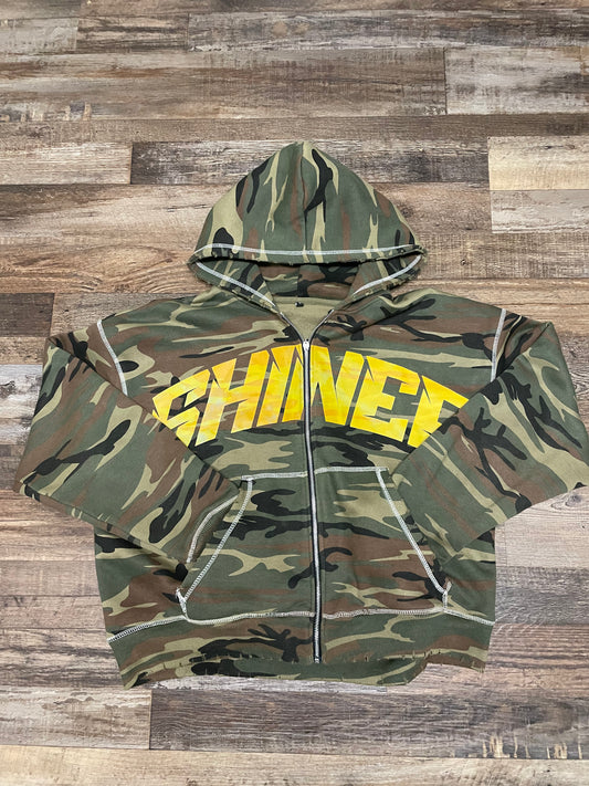 CAMO/YELLOW SHINER ZIP UP